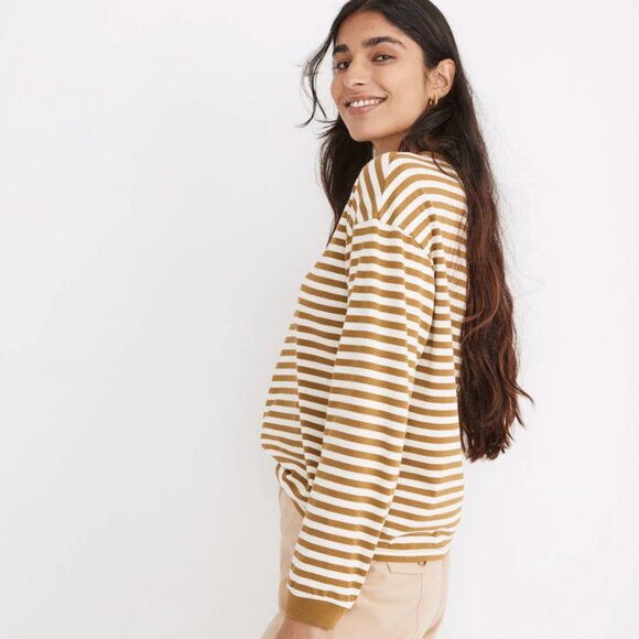 Madewell Supima® Cotton Essential Long-Sleeve Tee in Zetta Stripe XS - Picture 2 of 2